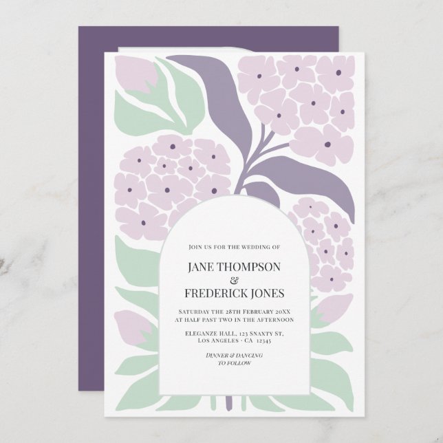 Invitation Lilac Breeze Floral Modern Spring Wedding (Devant / Derrière)