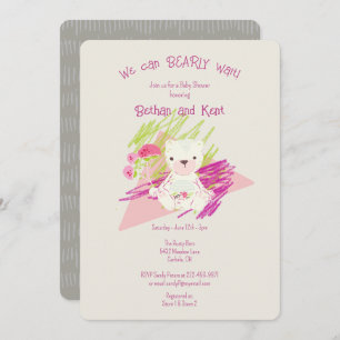 Invitation Lilac Burished Boho Teddy Bear Baby shower