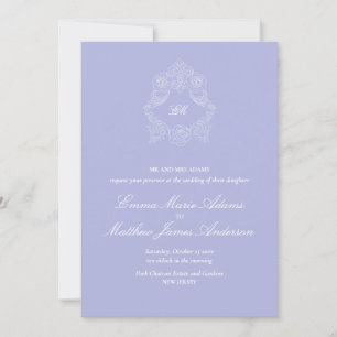 Invitation Lilac Crest Monogramme classique Périwinkle mariag