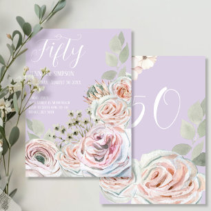 Invitation Lilac Delicate aquarelle rose palepink fête annive