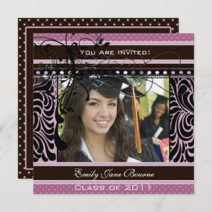 Invitation Lilac Dots & Swirls Senior Pictures Classe de