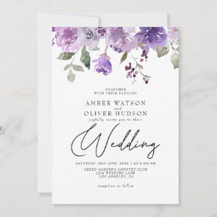 Invitation Lilac Dusty Purple Mauve Floral Jardin Mariage