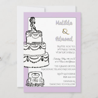 Invitation Lilac Élégant & Fantaisiste Rayures de Dessin au T