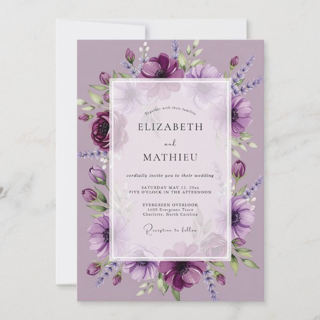 Invitation Lilac Enchanting Spring Wedding (Devant)