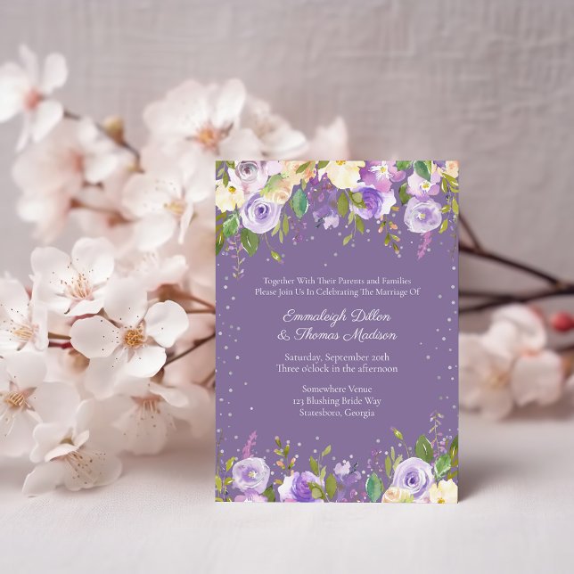 Invitation Lilac et Lavender Purple Passion Roses Mariage (Créateur téléchargé)