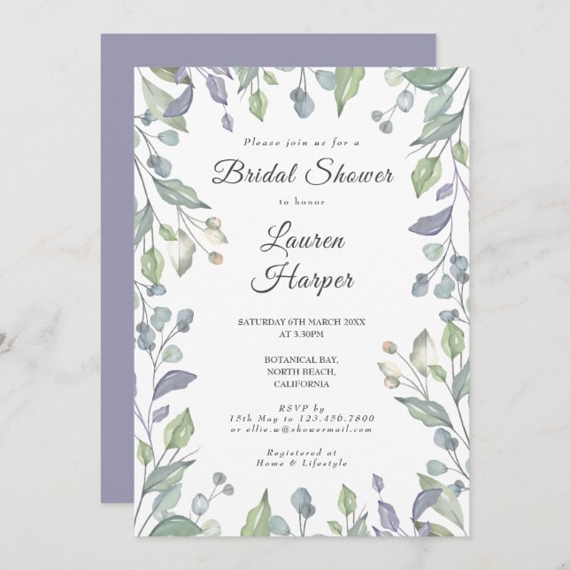 Invitation Lilac Fête des mariées florale (Devant / Derrière)