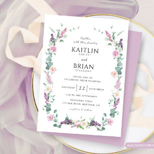 Invitation Lilac fin, violet, Mariage floral pastel