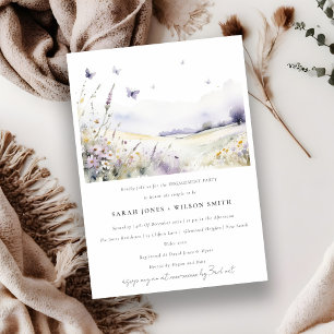 Invitation Lilac Fleur sauvage Butterfly Fiançailles paysage