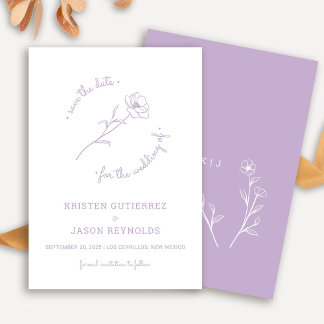 Invitation Lilac Fleur sauvage Enregistrer La Date