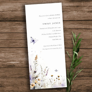 Invitation Lilac Fleur sauvage Papillon Fête des mariées de j