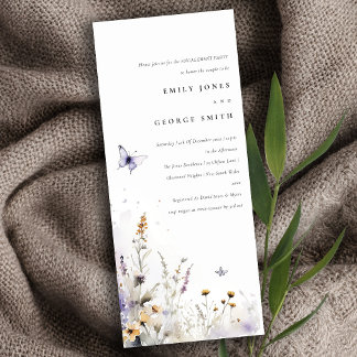 Invitation Lilac Fleur sauvage Papillon Fiançailles de jardin