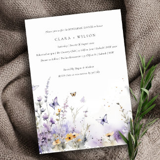 Invitation Lilac Fleur sauvage Papillon Jardin Dîner de répét