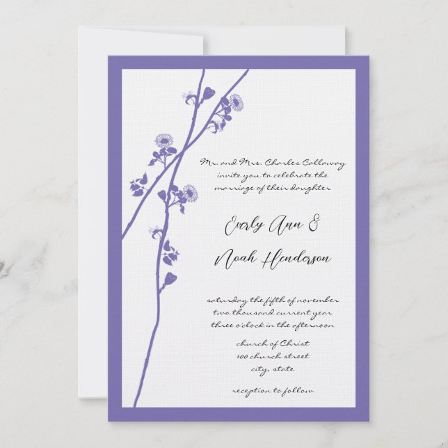 Invitation Lilac Fleur Wild Branche Mariage Invite (Devant)