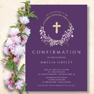 Invitation Lilac Fleurs Filles Première confirmation