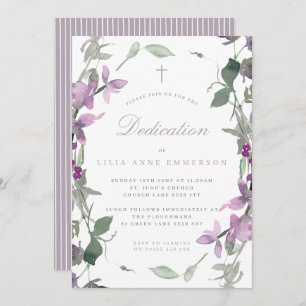 Invitation Lilac Fleurs sauvages & Cross Dedication Invitatio