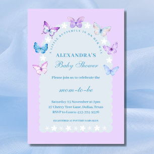 Invitation Lilac Floral Boho Un petit Baby shower papillon