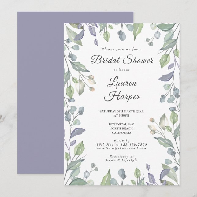 Invitation Lilac Floral Bouquet de Fleurs pour Baby Shower (Devant / Derrière)