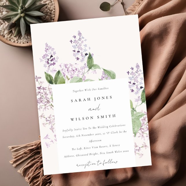 Invitation Lilac Floral Cottage Jardin Aquarelle Mariage (Créateur téléchargé)