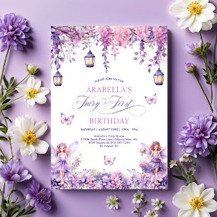 Invitation Lilac Floral Fairy Première fête d'anniversaire