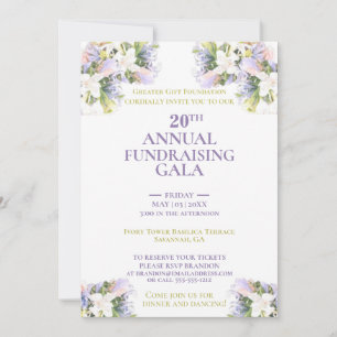 Invitation Lilac Floral Fleur sauvage Gala annuel de collecte