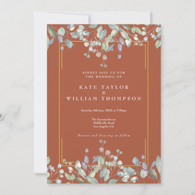 Invitation Lilac Floral Terracotta All In One Mariage Détails (Devant)
