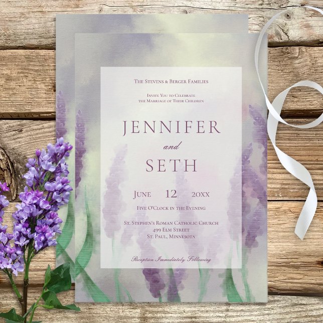 Invitation Lilac Flower Field Boho Mariage moderne (Créateur téléchargé)