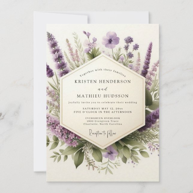 Invitation Lilac Gentle Wildflower Wedding (Devant)