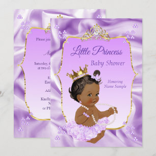 Invitation Lilac Gold Princess Baby shower Ethnic Girl