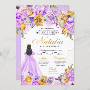 Invitation Lilac Gold Princesse Parties scintillant Tiara Qui