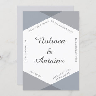 Invitation Lilac gris bleu hexagone élégant mariage moderne