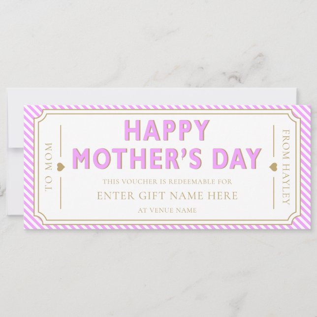 Invitation Lilac Happy Mother's Day Gift Voucher Card (Devant)