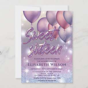 Invitation Lilac lavande étincelante literie ombre ballon