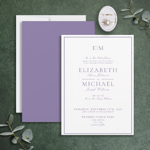 Invitation Lilac Lavender Classic Script Monogram Mariage