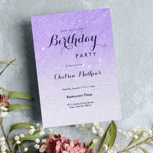 Invitation Lilac lavender fausse parties scintillant ombre fê