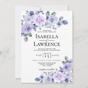 Invitation Lilac Lavender Floral Aquarelle Fleurs Mariage