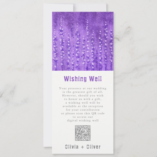 Invitation Lilac Lupines Mariage Wishing well QR Code (Devant)
