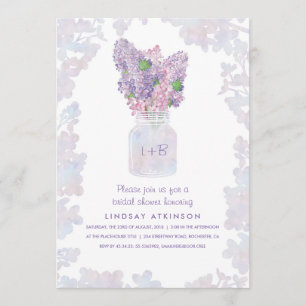 Invitation Lilac Mason Jar   Fête des mariées florale aquarel