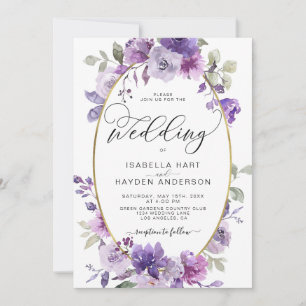 Invitation Lilac Mauve Dusty Floral Mariage or
