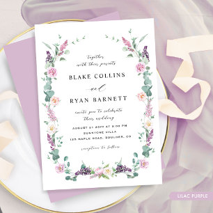 Invitation Lilac, Mauve Purple Pastel Délicieuse Mariage Flor