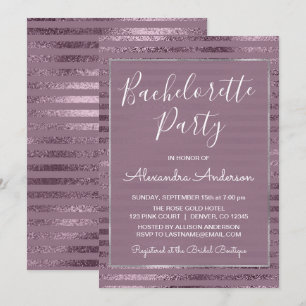 Invitation Lilac Metallic Foil Moderne Bachelorette Party