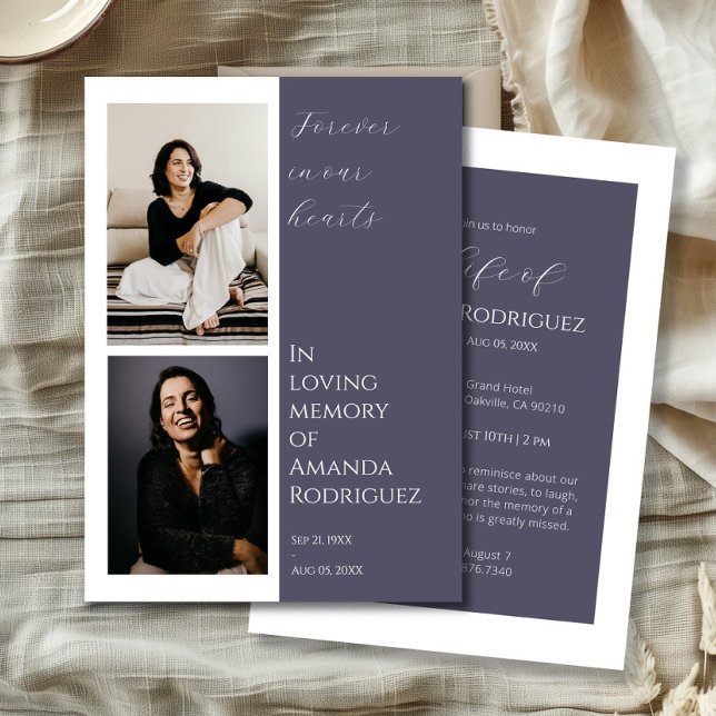 Invitation Lilac moderne en mémoire d'amour photo funéraire (Créateur téléchargé)
