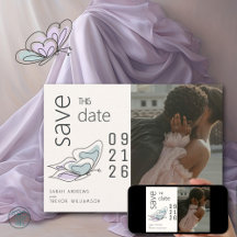 Lilac moderne minimaliste et papillon bleu Dusty