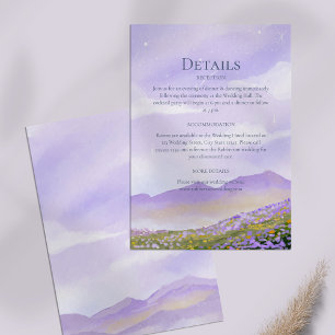 Invitation Lilac Night Sky Mountains Meadow Détails du Mariag