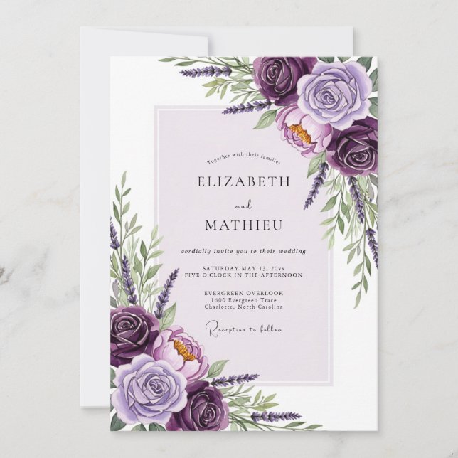 Invitation Lilac Ornate Floral Wedding (Devant)