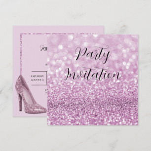 Invitation Lilac Parties scintillant Bokeh & Stilettos Annive