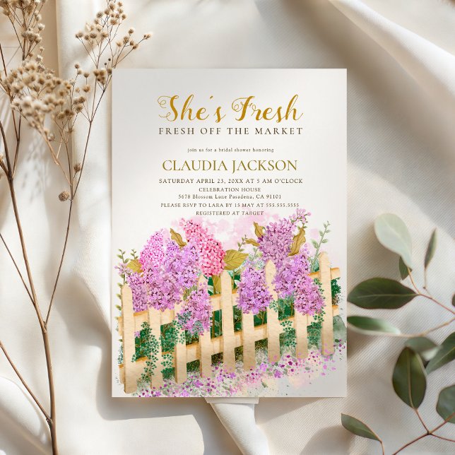 Invitation Lilac Picket Fence She's Fresh Bridal Shower  (Créateur téléchargé)