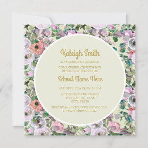 Invitation Lilac Pink Aquarelle Florale Sage College Trunk
