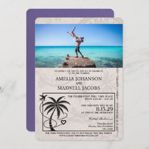 Invitation Lilac Purple Bahamas Passport Mariage