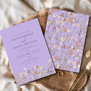 Invitation Lilac Purple Boho Fleur sauvage Jardin Mariage