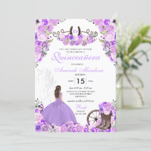 Invitation Lilac Purple Charra Bottes florales Quinceañera